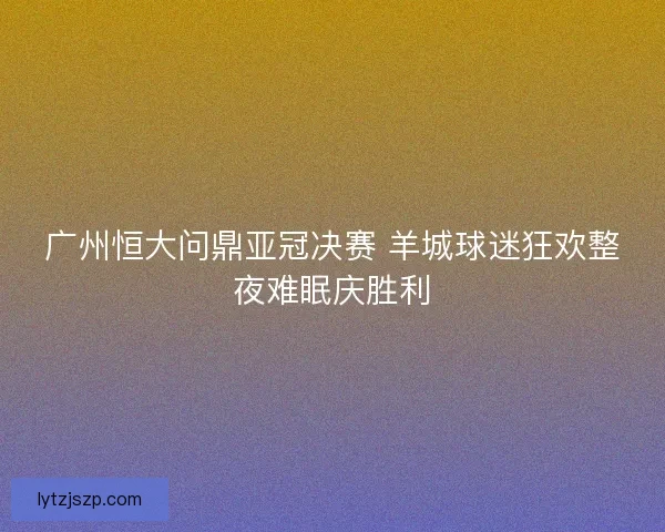 广州恒大问鼎亚冠决赛 羊城球迷狂欢整夜难眠庆胜利