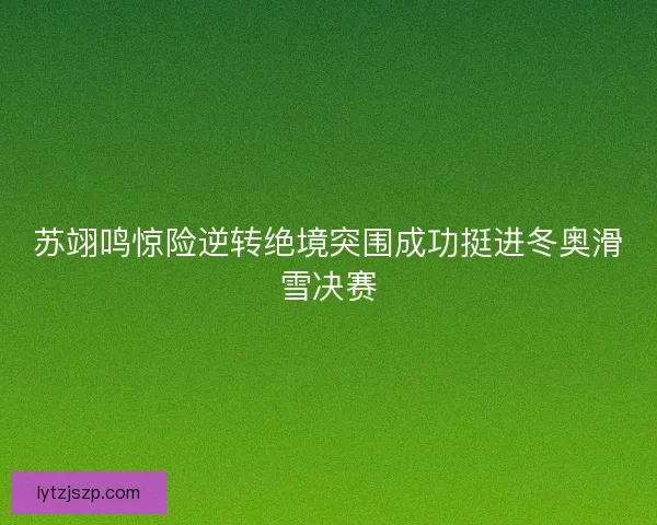 苏翊鸣惊险逆转绝境突围成功挺进冬奥滑雪决赛