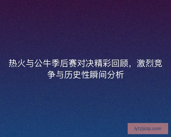 热火与公牛季后赛对决精彩回顾，激烈竞争与历史性瞬间分析